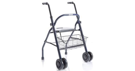 DEAMBULATORE PIEGHEVOLE DA ESTERNO / ROLLATOR - 4 ruote con freni - sedile  cestello - portata 136kg