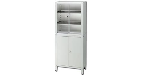 ARMADIO VETRINA VALUE in lamiera con serratura a chiave - 4 ante - 2  ripiani - 79x36xh.186cm - bianco